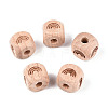 Engraved Beech Wood Beads WOOD-N015-08E-1