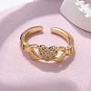 Brass Micro Pave Cubic Zirconia Cuff Finger Rings RJEW-C120-25G-02-2