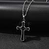 304 Stainless Steel Black Enamel Cross Urn Ashes Necklaces STAS-Z106-05P-1