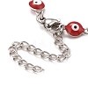 Enamel Oval with Evil Eye Link Chains Bracelet BJEW-P271-04P-4