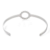 Non-Tarnish 304 Stainless Steel Hollow Sunflower Cuff Bangle for Women BJEW-D061-02P-3