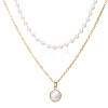 Double Layer Alloy with Plastic Pearl Pendant Necklaces for Women WG5D178-03-3