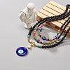 3Pcs 3 Style Lampwork Evil Eye Pendant Necklaces Set NJEW-JN04067-2