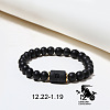 12 Constellations Theme Frosted Black Stone Round Beaded Stretch Bracelets for Women Men WG3EE4F-01-2