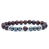 Dyed Natural Tiger Eye & Synthetic Hematite Stretch Bracelet XX9870-3-1