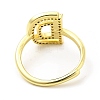 Mixed Color Enamel Initial Letter Adjustable Ring with Clear Cubic Zirconia RJEW-P045-01G-D-3