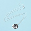 Black Enamel Moon Phase Pendant Necklace NJEW-G030-02S-5