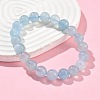 Natural Aquamarine Round Bead Stretch Bracelets for Men Women BJEW-U034-01A-03-3