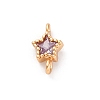 Brass Cubic Zirconia Star Connector Charms KK-Z084-11G-01-1