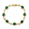 Heart & Oval Brass Micro Pave Cubic Zirconia Link Chain Bracelets for Women BJEW-A163-03G-04-4