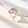 Heart Natural Amethyst Finger Rings STAS-Z112-10G-01-1