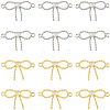 16Pcs 2 Colors Rack Plating Brass Pave Clear Cubic Zirconia Bowknot Connector Charms KK-SC0006-77-1