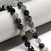 Natural Tourmalinated Quartz/Black Rutilated Quartz Beads Strands G-D463-01A-5