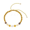 Natural Tiger Eye & White Moonstone & Yellow Jade & Synthetic Citrine  Round Beads Braided Bead Bracelets for Women BJEW-JB12917-04-1