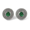 304 Stainless Steel Pave Cubic Zirconia Twisted Chain Disc Stud Earrings for Women EJEW-G390-06P-02-2