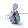 Natural Fluorite Openable Perfume Bottle Pendant Necklaces NJEW-G325-03P-2