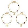 Brass Heart Charm Bracelets BJEW-JB13880-3