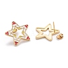 Brass Enamel Stud Earrings EJEW-F264-01-G-4