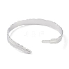 Non-Tarnish 304 Stainless Steel Leaf Open Cuff Bangles for Women BJEW-C071-15P-3