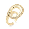 Brass Micro Pave Clear Cubic Zirconia Cuff Rings for Women Men RJEW-Z080-04G-4