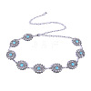 Alloy with Synthetic Turquoise Oval Flower Link Chain Waist Chains for Women FS-WG10943-01-2