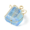 4Pcs 4 Colors Copper Wire Wrapped Electroplated Natural Quartz Cube Pendants PALLOY-TA00148-5