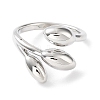 Leaf Rack Plating Brass Cuff Rings RJEW-D020-07P-2