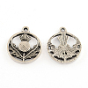 Tibetan Style Alloy Flat Round Pendants TIBEP-S291-14-RS-1