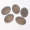 Flat Oval Brass Lace Edge Bezel Cups X-KK-E185-AB-NF-5