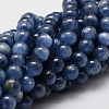 Natural Dyed & Heated Grade AA Kyanite/Cyanite/Disthene Round Bead Strands G-O143-07-8mm-1-1
