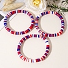 3Pcs Red White Blue Handmade Polymer Clay Heishi Beads Stretch Bracelets Set PW-WG85032-01-3