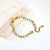 304 Stainless Steel & Round Natural Shoushan Stone Beaded Bracelets WG1A79C-01-3