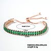 Simple and Elegant Minimalist Style Brass Emerald Rhinestone Box Chain Slider Women's Bracelets VW1538-9-1