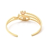 Cubic Zirconia Horse Eye & Heart & Moon Open Cuff Bangle BJEW-J165-15G-3