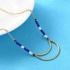 304 Stainless Steel & Blue Glass Beads Pendant Necklaces for Women NJEW-A045-26A-G-1
