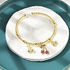 Brass Micro Pave Cubic Zirconia Fruit Charm Bangles for Women BJEW-Z089-01G-02-3