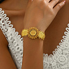 Elegant Brass Hollow Carved Gold Coin Ladies Link Chain Bracelets for Women OG3439-1-1