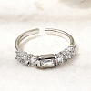 Brass with Cubic Zirconia Cuff Rings for Women RJEW-B160-07A-P-1