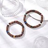2Pcs Natural Coconut & Lava Rock Beads Stretch Bracelets for Men Women BJEW-JB12497-1