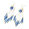 Star Glass Seed Beaded Dangle Tassel Earrings EJEW-MZ00777-6