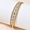 304 Stainless Steel & Rhinestone Rope Chain Double Layer Bracelets for Women BJEW-F540-07G-2