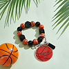 1Pc Printed Acrylic & Faux Suede Tassel Pendant & Wood Bead Keychains HJEW-SP0001-86F-4