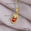 Brass Micro Pave Clear Cubic Zirconia and Red Resin Scared Heart Pendant Necklaces for Women FS-WG476F5-22-1