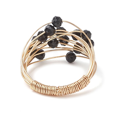 Natural Black Tourmaline Finger Rings RJEW-TA00221-04-1