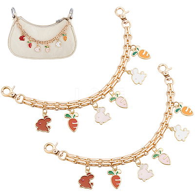 2Pcs Alloy Enamel Carrot Rabbit Tassel Iron Chain Bag Decorative Chains AJEW-BBC0001-07-1