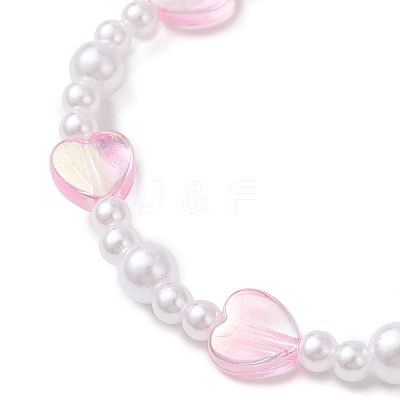 2pCS ABS Plastic Imitation Pearl & Acrylic Beads Stretch Bracelets for Girl BJEW-JB12947-1