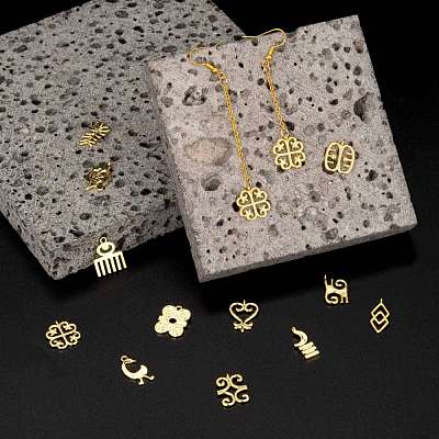 12Pcs 12 Style Brass Pendants KK-LS0001-28G-1