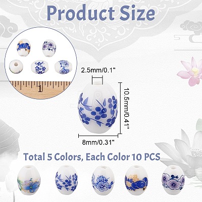5Bags 5 Colors Handmade Porcelain Beads PORC-AR0001-12-1