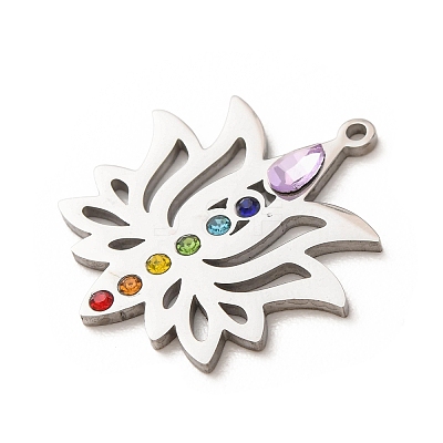 Chakra 304 Stainless Steel Rhinestone Pendants RB-CBA27F2-01P-1