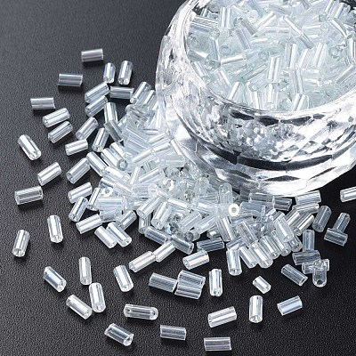 Transparent Colours Luster Glass Bugle Beads SEED-N005-001-A13-1
